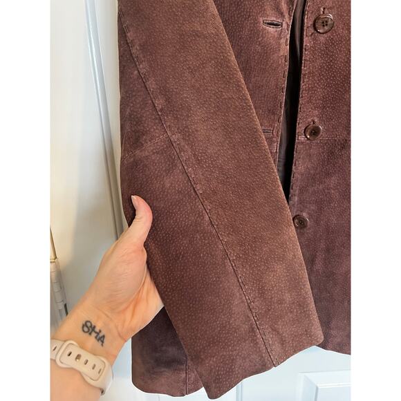 Wet Seal Vintage Y2K Suede Leather Jacket Brown Large - Picture 6 of 6